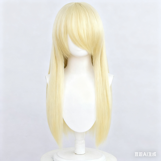 60cm Universal Crimped Cosplay Wig - Heat-Resistant Fluffy Synthetic Hair with Rose Netting
