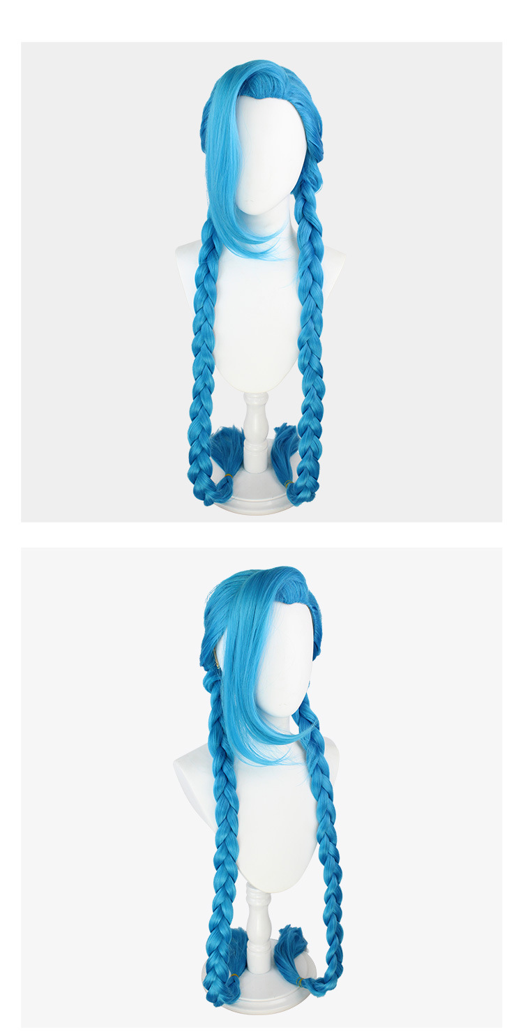 Jinx Cosplay Wig from Arcane & League of Legends | Blue Braids with Punk Undercut