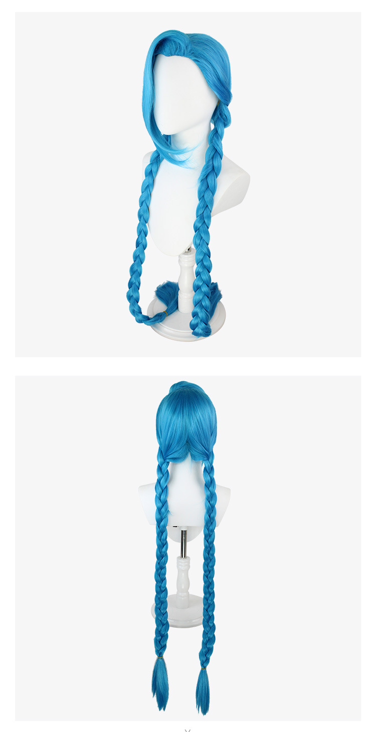 Jinx Cosplay Wig from Arcane & League of Legends | Blue Braids with Punk Undercut