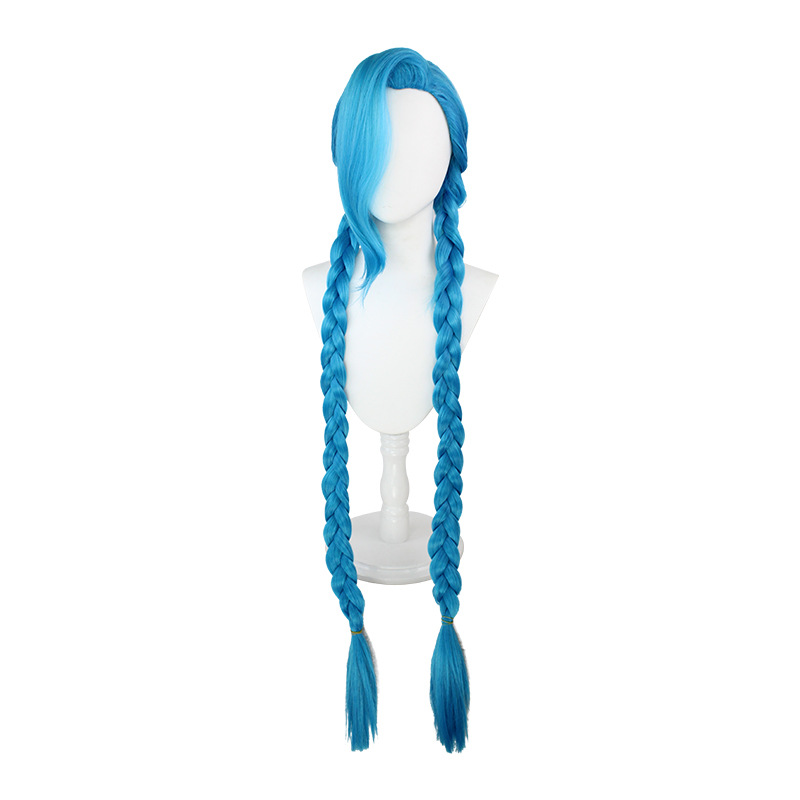 Jinx Cosplay Wig from Arcane & League of Legends | Blue Braids with Punk Undercut