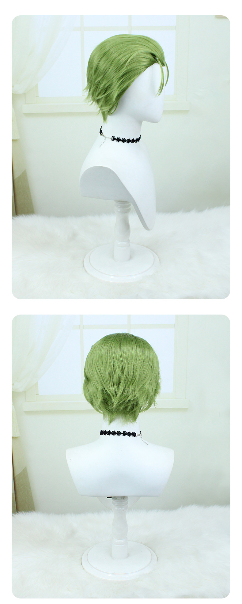 Heiter Green Slicked Back Cosplay Wig | Multi-Blend Fibers | From Sousou no Frieren