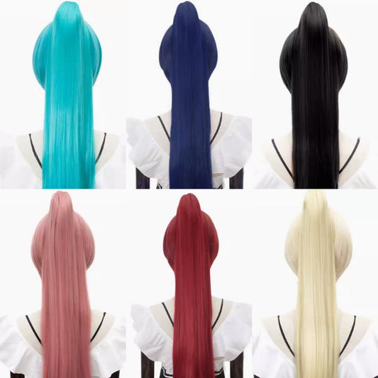80cm Claw Clip Ponytail Cosplay Wig - 30cm Base wig with Clip-in Extension for Ancient & Fantasy Styles
