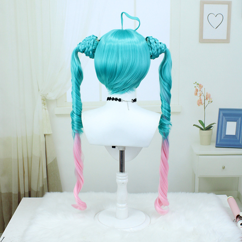 Darkscene Hatsune Miku Cosplay Wig | Green Pink Ombre Twin Tails | Jirai Kei Style