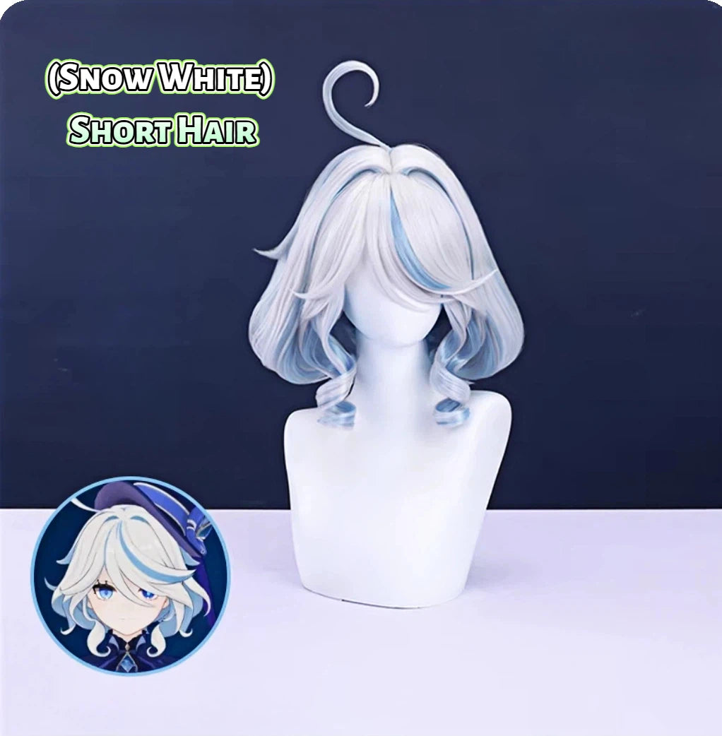 Genshin Impact Furina Cosplay Wig - 6 Styles (Silver/White/Divine) with Detachable Extensions & Premium Density