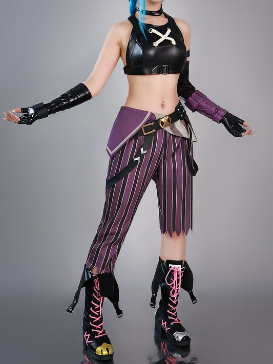 Jinx Cosplay Costume Full Set with Shoes & Accessories | League of Legends & Arcane