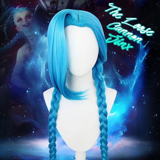 Arcane Jinx Cosplay Wig with Blue Braids & Undercut | Pre-Styled HTF Fiber