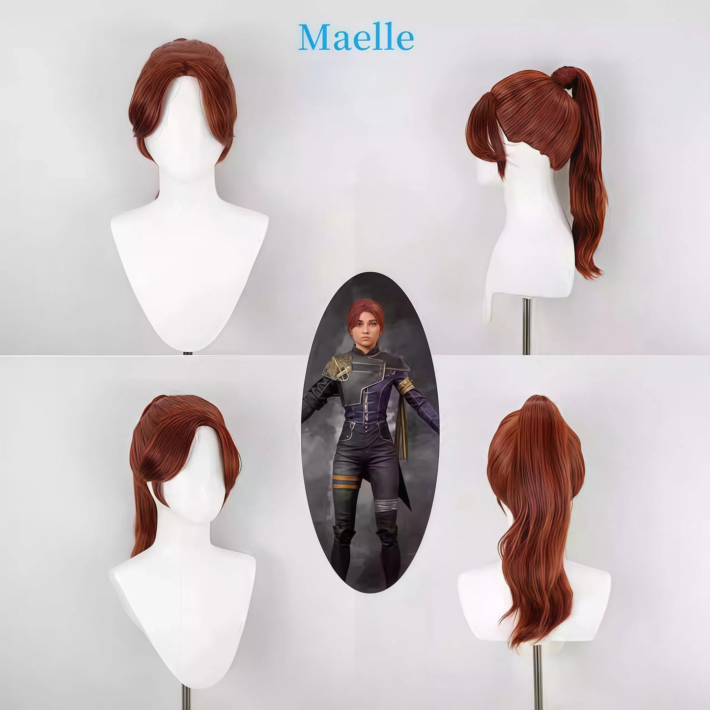Clair Obscur: Expedition 33 Maelle Cosplay Wig - Voluminous High Ponytail with Swept-Back Bangs