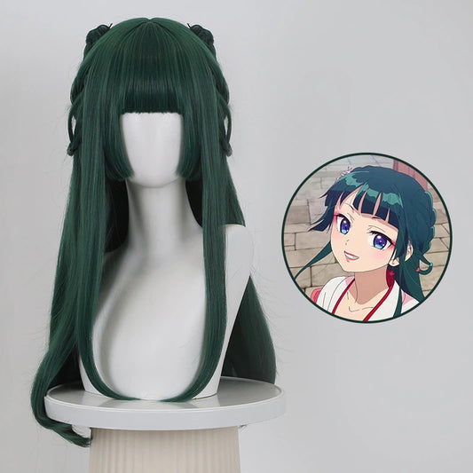 The Apothecary Diaries Maomao Cosplay Wig - Young Miss Style with Realistic Scalp (70cm Dark Green)