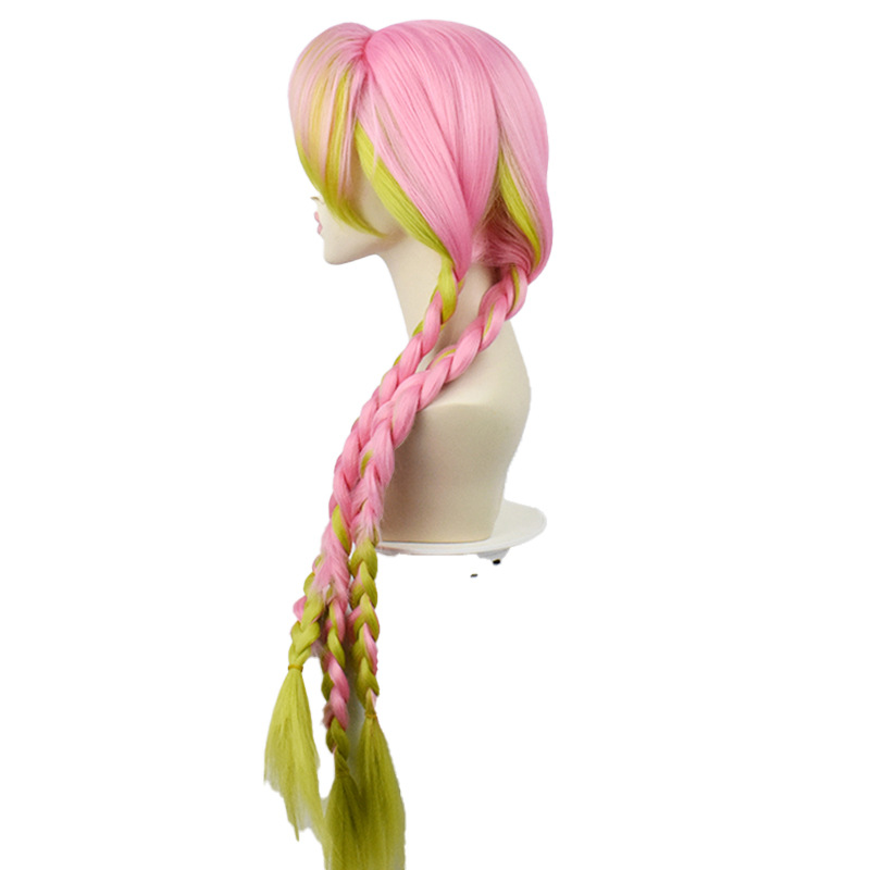 Mitsuri Kanroji Cosplay Wig | 90cm Pink Green Gradient Braids | Love Pillar
