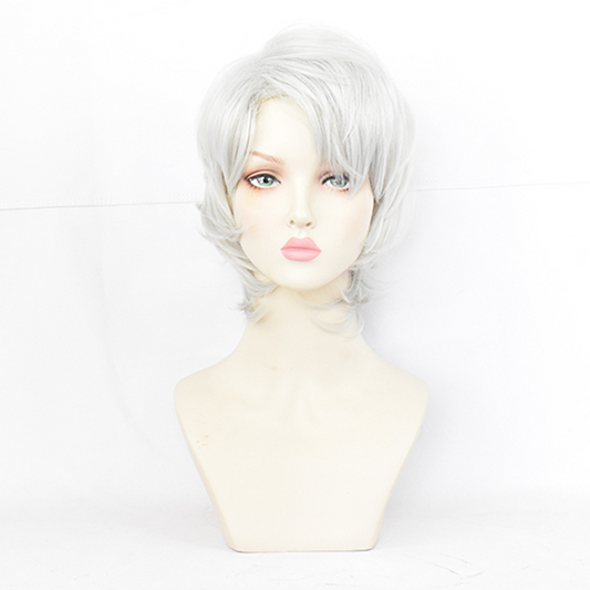 Rui Cosplay Wig | Lower Moon Five Silver White Bob Cut | Demon Slayer