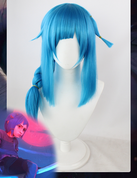 Young Jinx (Powder) Short Blue Cosplay Wig | From Arcane: League of Legends