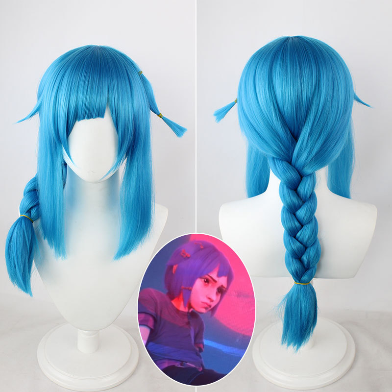 Young Jinx (Powder) Short Blue Cosplay Wig | From Arcane: League of Legends