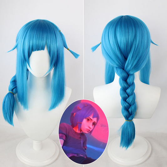 Young Jinx (Powder) Short Blue Cosplay Wig | From Arcane: League of Legends