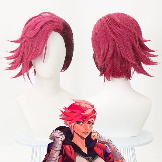 Vi Pink Short Cosplay Wig from Arcane & League of Legends | Punk Undercut Style