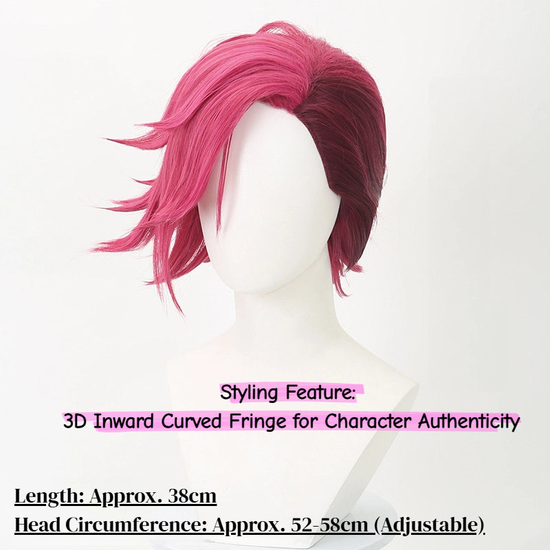 Vi Pink Short Cosplay Wig from Arcane & League of Legends | Punk Undercut Style
