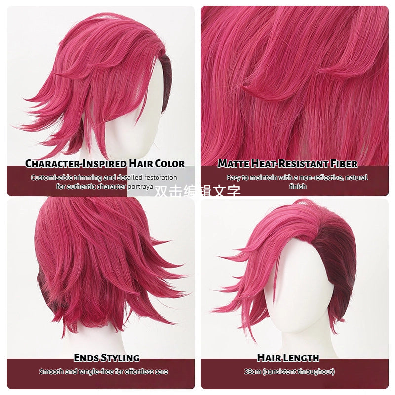 Vi Pink Short Cosplay Wig from Arcane & League of Legends | Punk Undercut Style