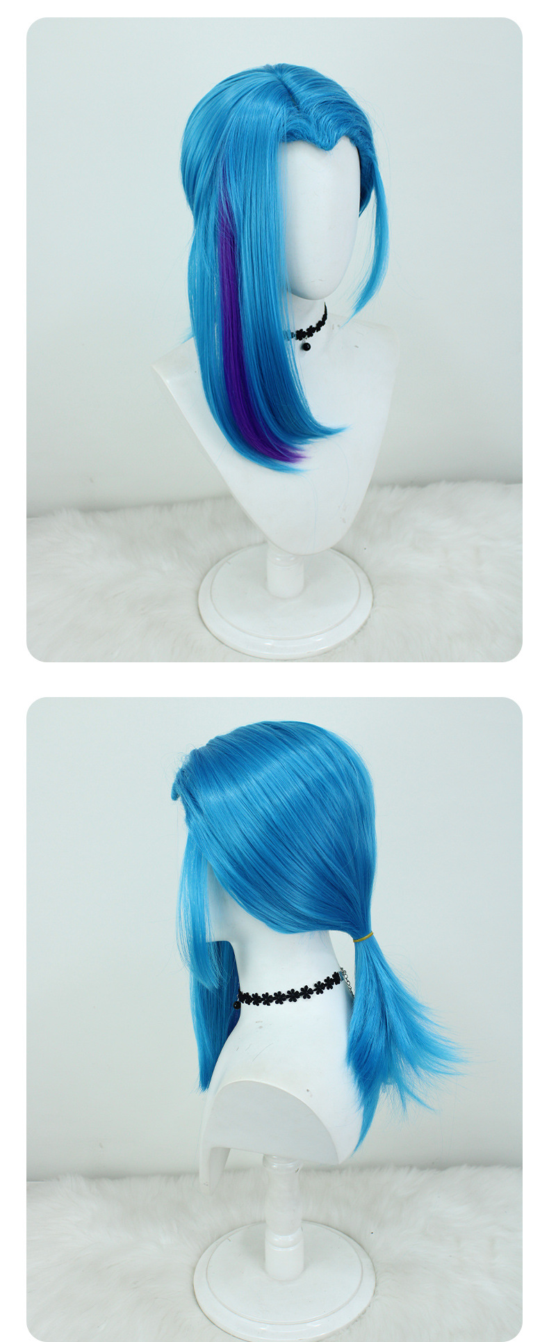 Jinx Mid-Length Blue Purple Streak Cosplay Wig | From Arcane Season 2 | League of Legends
