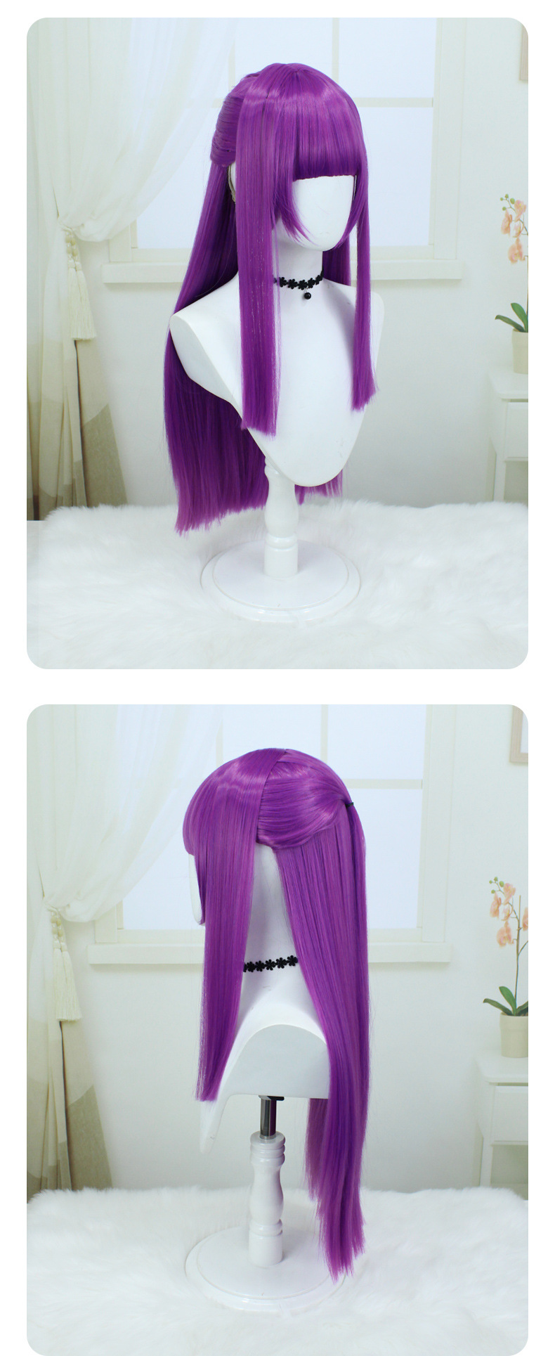 Fern Cosplay Wig from Sousou no Frieren | Platinum Blonde Wig with Skin Top & Rose Netting