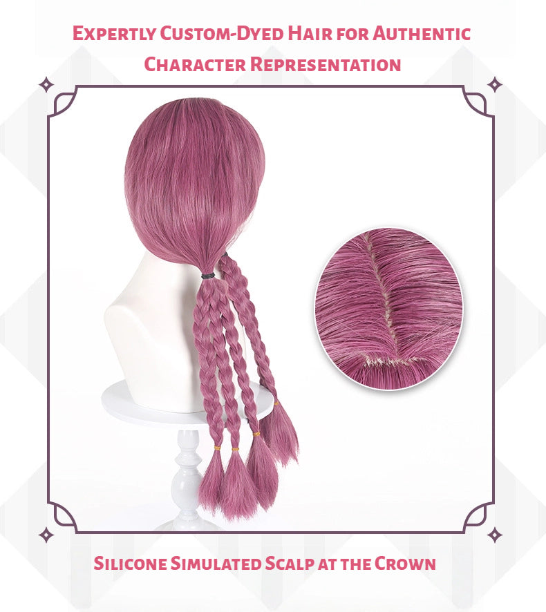 Aura Fluffy Pink & Purple Braided Cosplay Wig | Custom Blended Colors | From Sousou no Frieren