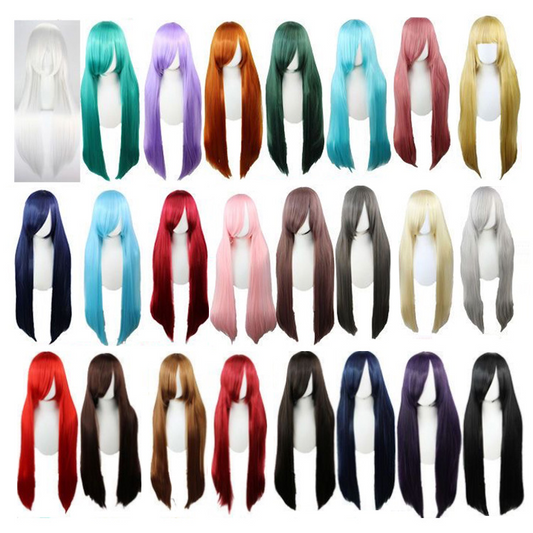 100cm Universal Cosplay Wig - Heat-Resistant Long Synthetic Hair with Pre-Cut Fringe
