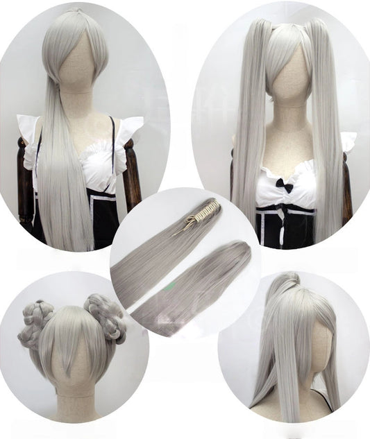 80cm Claw Clip Ponytail Cosplay Wig - 30cm Base wig with Clip-in Extension for Ancient & Fantasy Styles