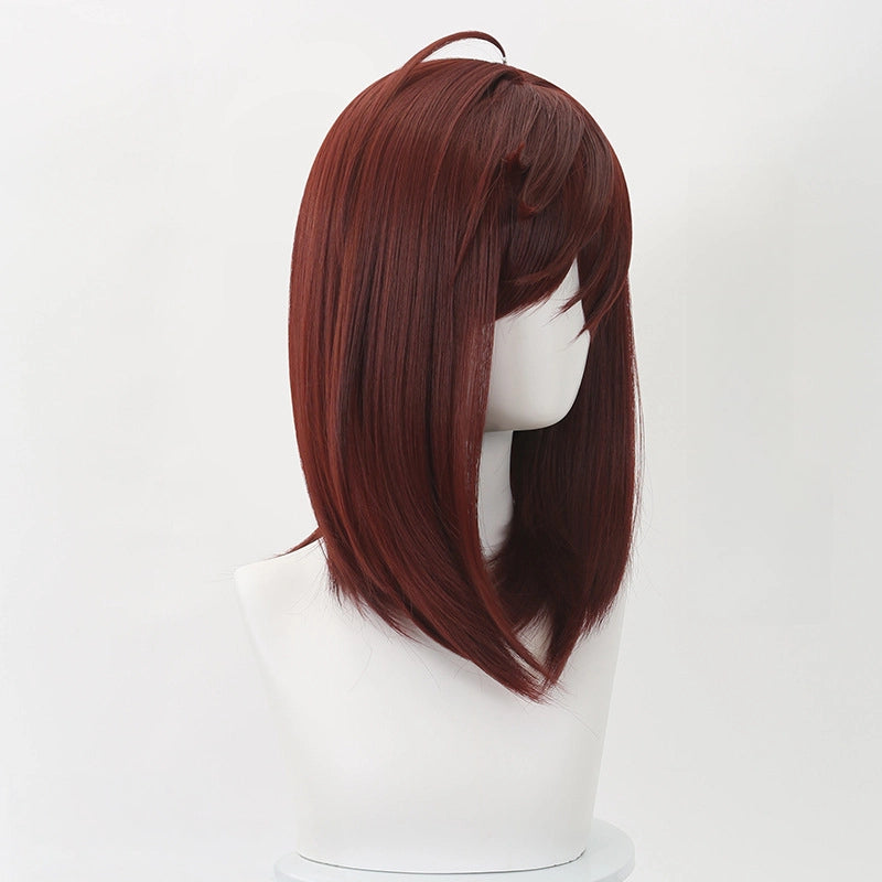 Ayase Momo Cosplay Wig from DAN DA DAN - Short Dark Red Bob with Headband