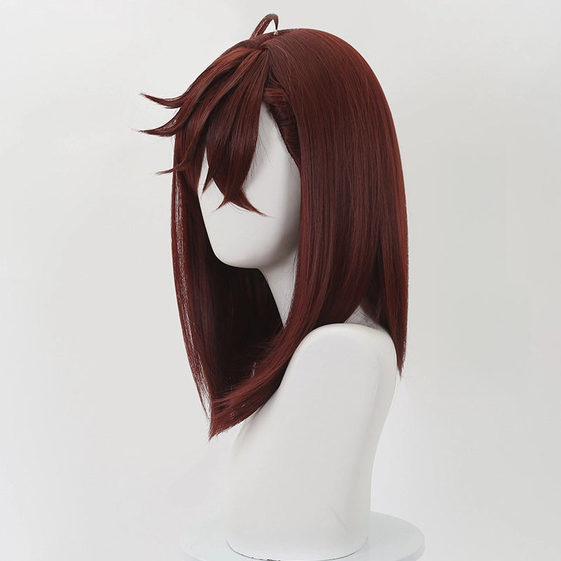 Ayase Momo Cosplay Wig from DAN DA DAN - Short Dark Red Bob with Headband