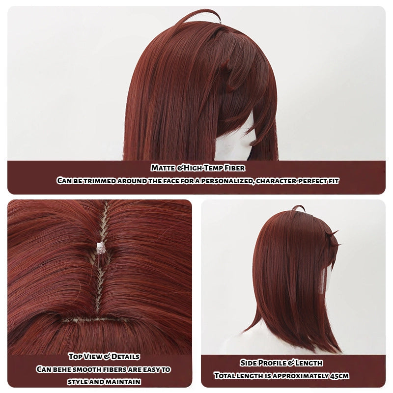 Ayase Momo Cosplay Wig from DAN DA DAN - Short Dark Red Bob with Headband