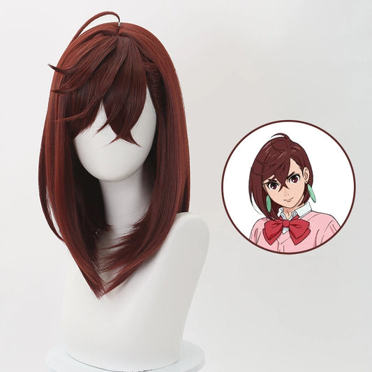Ayase Momo Cosplay Wig from DAN DA DAN - Short Dark Red Bob with Headband