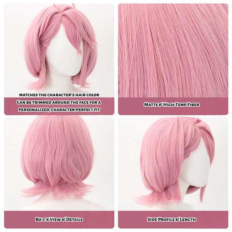 Shiratori Aira Cosplay Wig from DAN DA DAN - Short Layered White Hair with Subtle Pink Tones