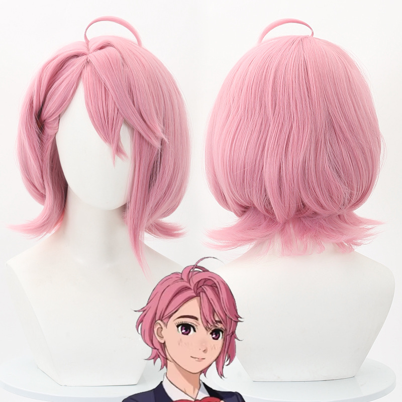 Shiratori Aira Cosplay Wig from DAN DA DAN - Short Layered White Hair with Subtle Pink Tones