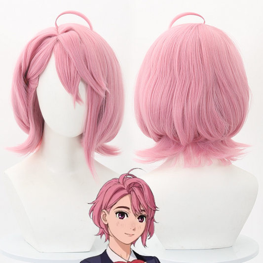 Shiratori Aira Cosplay Wig from DAN DA DAN - Short Layered White Hair with Subtle Pink Tones