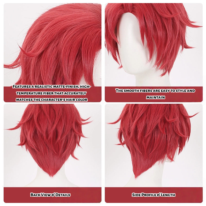 Jin Enjoji Cosplay Wig from DAN DA DAN - Spiky Red Short Hair for Leader Character