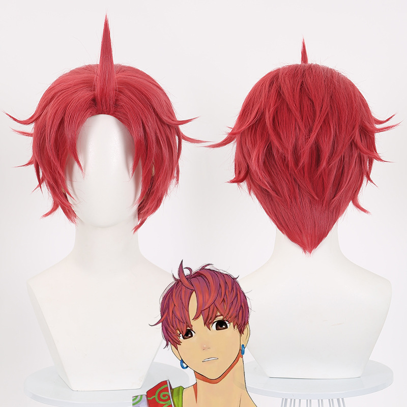 Jin Enjoji Cosplay Wig from DAN DA DAN - Spiky Red Short Hair for Leader Character