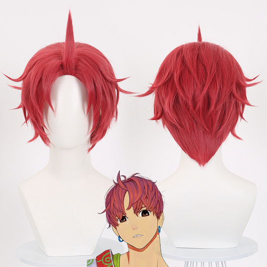 Jin Enjoji Cosplay Wig from DAN DA DAN - Spiky Red Short Hair for Leader Character