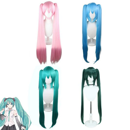 Hatsune Miku Cosplay Wig - 110cm Twin Tails with Realistic Scalp (Multiple Colors Available)