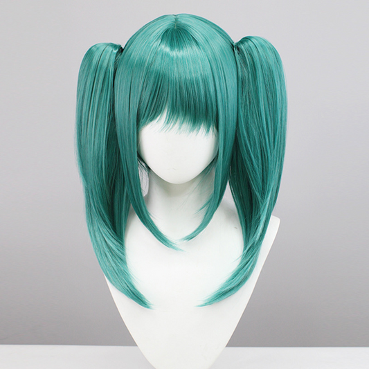 Vampire Hatsune Miku Cosplay Wig - Green Twin Tails with Realistic Scalp & Clip
