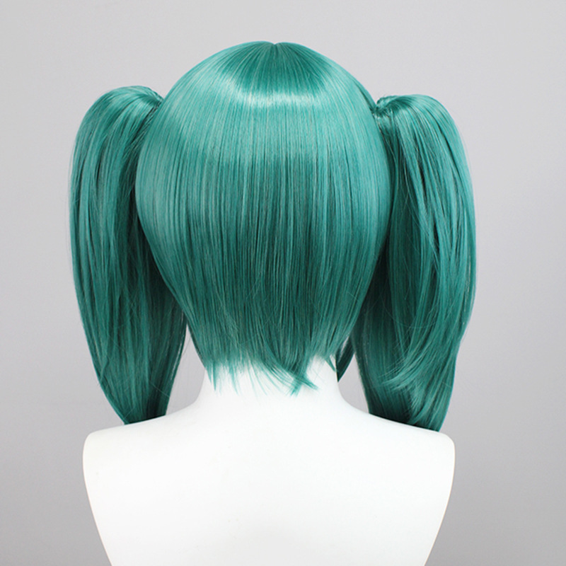 Vampire Hatsune Miku Cosplay Wig - Green Twin Tails with Realistic Scalp & Clip