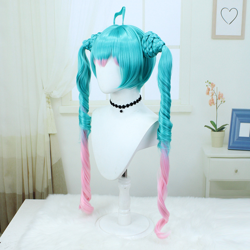 Hatsune Miku Darkscene / Galscene Cosplay Wig - Green to Pink Ombre Twin Tails
