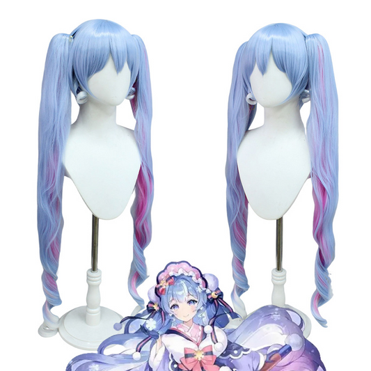 Snow Miku 2023 "Winter Beauty" Cosplay Wig - Blue to Pink Ombre Twin Tails