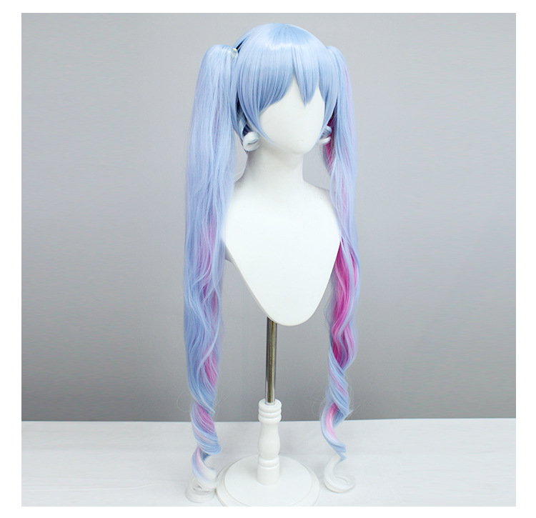 Snow Miku 2023 "Winter Beauty" Cosplay Wig - Blue to Pink Ombre Twin Tails