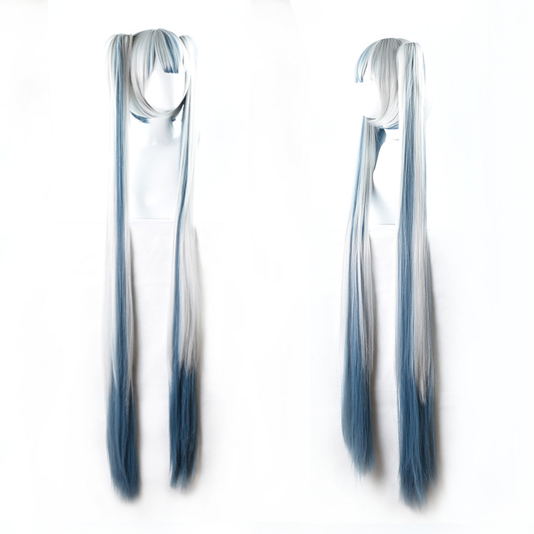 Snow Priestess Hatsune Miku Cosplay Wig - Long Ombre Twin Tails for Winter Shrine Maiden Look