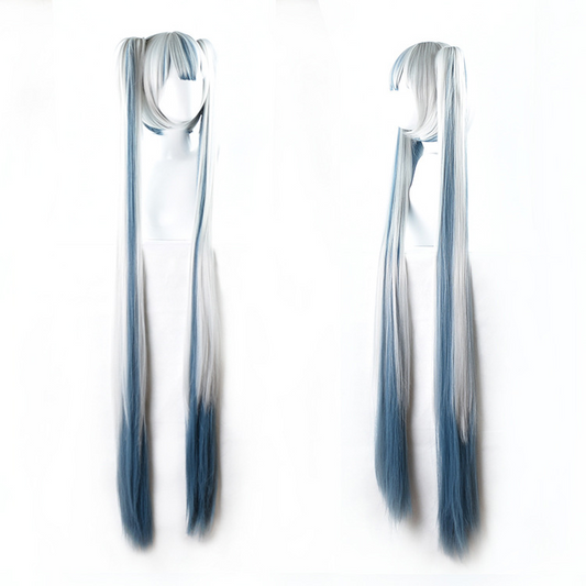 Snow Priestess Hatsune Miku Cosplay Wig - Long Ombre Twin Tails for Winter Shrine Maiden Look