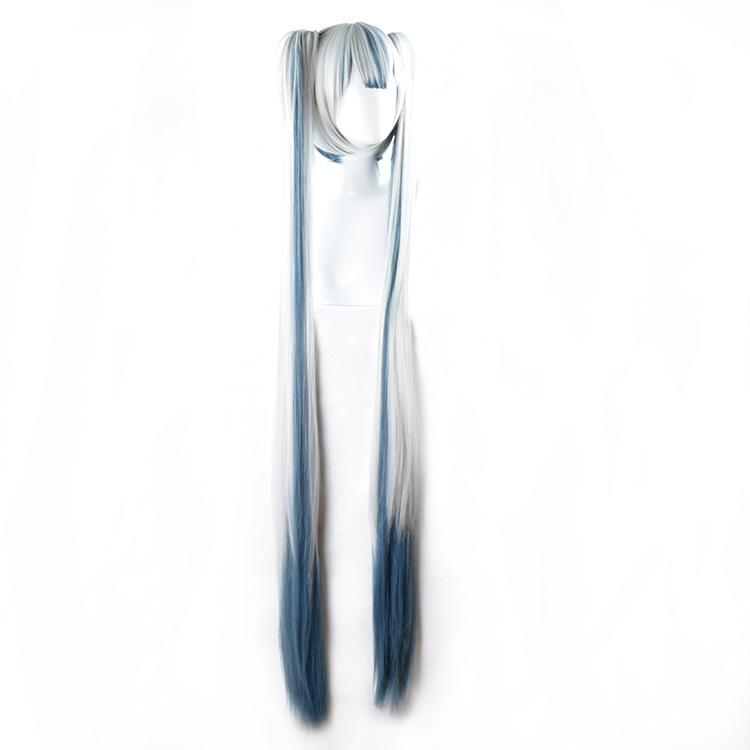 Snow Priestess Hatsune Miku Cosplay Wig - Long Ombre Twin Tails for Winter Shrine Maiden Look