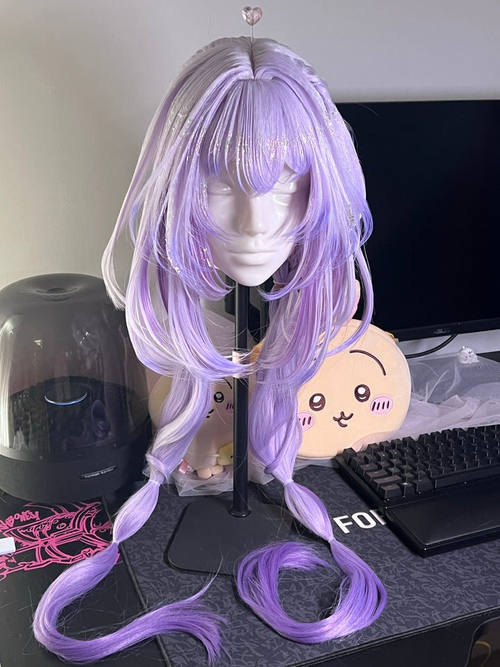 Honkai: Star Rail - Castorice Cosplay Wig with Openwork Braid & Clip-In Corn Wefts | Pre-Styled Lilac Green Hair