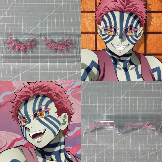 Demon Slayer Akaza Cosplay Eyelashes - Barbie Pink Dramatic & Natural Styles