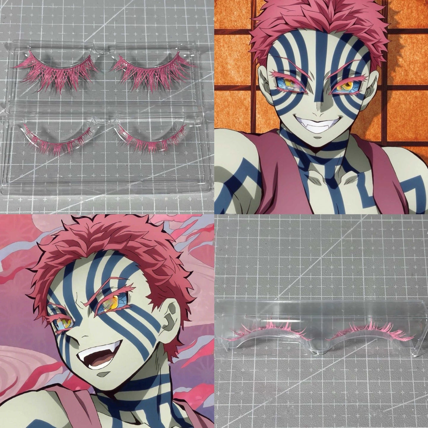 Demon Slayer Akaza Cosplay Eyelashes - Barbie Pink Dramatic & Natural Styles