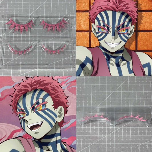 Demon Slayer Akaza Cosplay Eyelashes - Barbie Pink Dramatic & Natural Styles