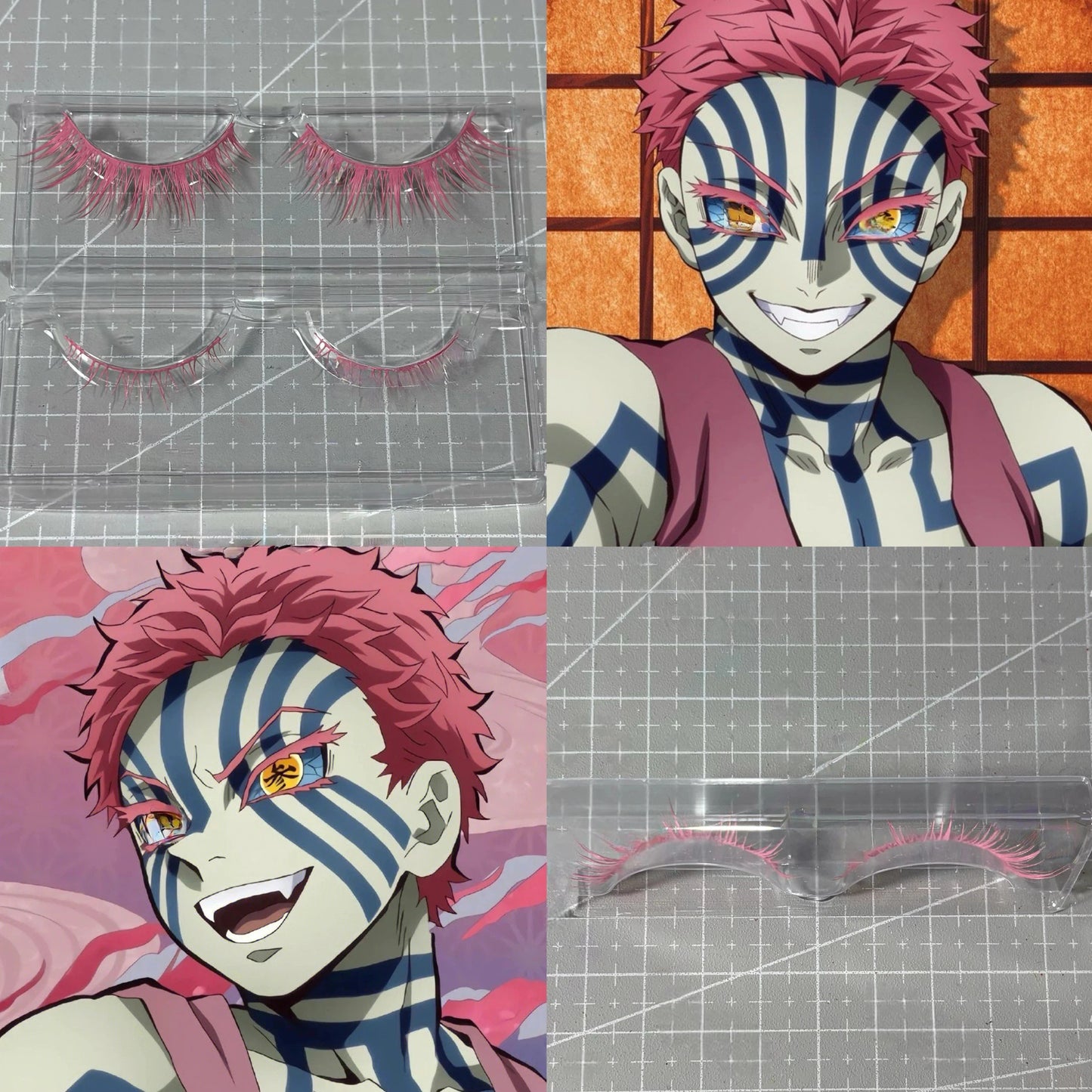Demon Slayer Akaza Cosplay Eyelashes - Barbie Pink Dramatic & Natural Styles