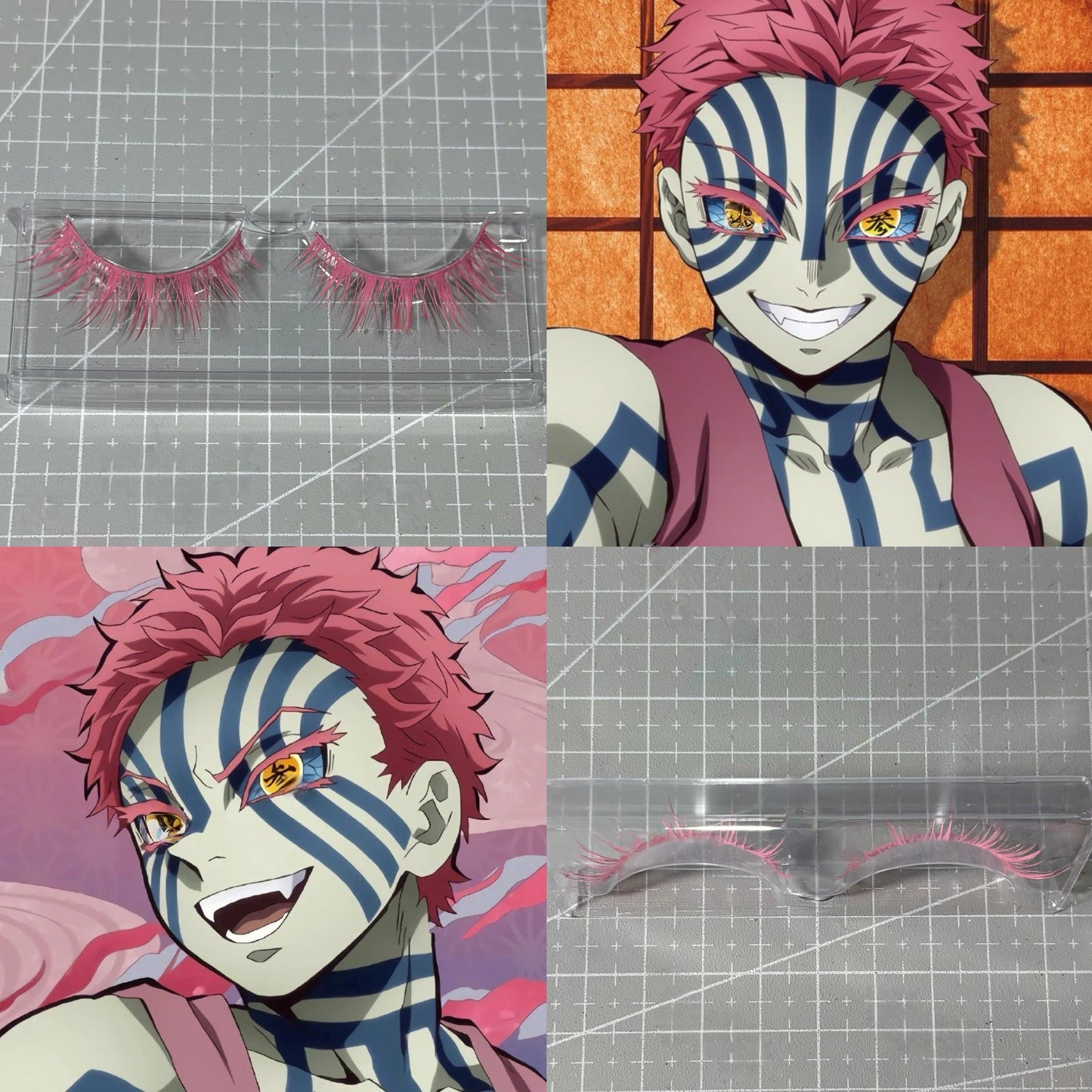 Demon Slayer Akaza Cosplay Eyelashes - Barbie Pink Dramatic & Natural Styles